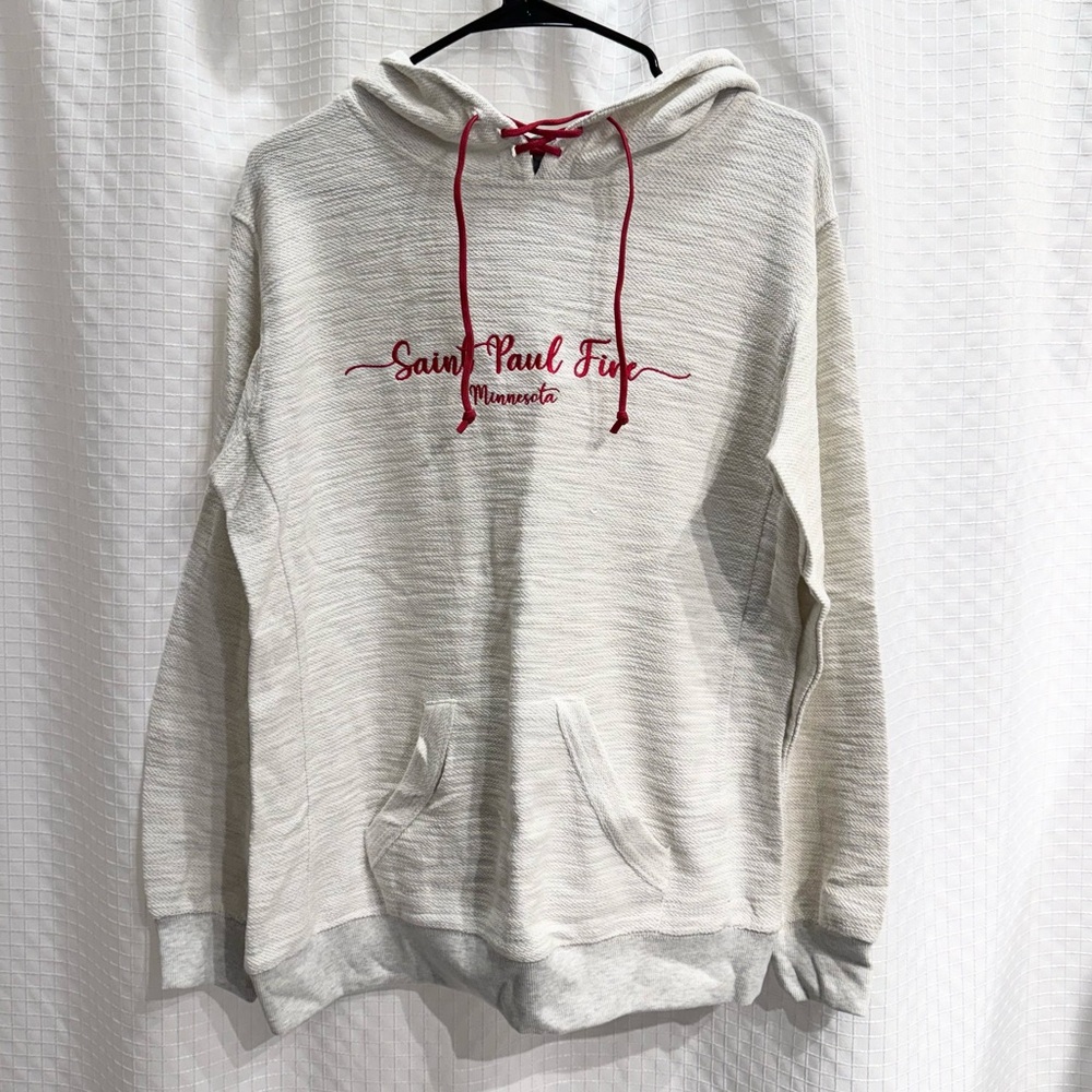 Saint Paul, Minnesota Firefighters Cream Hoodie with Red Drawstrings